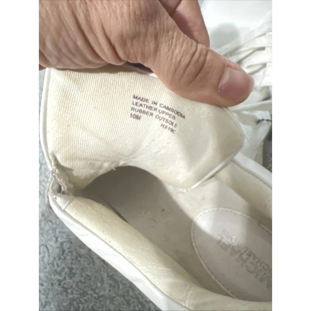 Michael Kors white leather sneakers size 10 fashion studded
